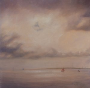 ボートの家族 2014年（キャンバスに油彩） 作： Antonia Myatt