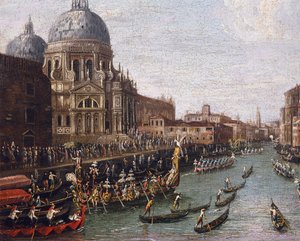 ヴェネツィア大運河のレガッタ（詳細 作： Antonio (school of) Canaletto