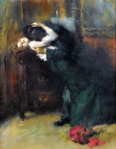 The Kiss par Antonio Ambrogio Alciati (1878-1929), - Pastel on paper, 56x44 cm - Private Collection