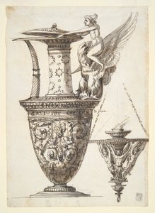 精巧なピッチャーとシャンデリアのデザイン 作： Antonio Basoli
