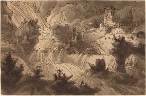 都市に氾濫する山の急流 作： Antonio Basoli