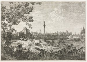 川沿いの都市のパノラマ 作： Antonio Canaletto