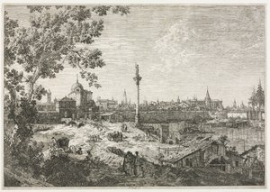 川沿いの街のパノラマ。 作： Giovanni Antonio Canal
