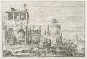 ビュー: 馬術記念碑 作： Antonio Canaletto