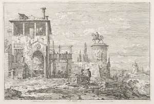 ビュー：馬術記念碑、1735-1746。 作： Giovanni Antonio Canal