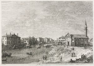 ビュー：ヴェネツィアの西、ブレンタの町、ドーロのビュー、1735-1746。 作： Giovanni Antonio Canal