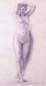 アントニオ・カノーヴァ（1757-1822）による腕を上げた女性像（デッサン 作： Antonio Canova