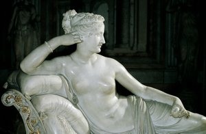 アントニオ・カノーヴァ（1757-1822）作「ヴィーナス・ヴィクトリクスとしてのパオリーナ・ボルゲーゼ」、白大理石 作： Antonio Canova