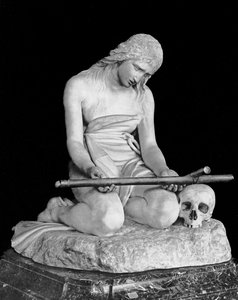 懺悔するマグダラ」（大理石）（モノクロ写真 作： Antonio Canova