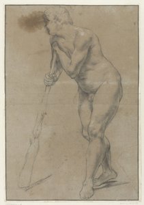 クラブに寄りかかっている裸の男の研究 作： Antonio Carracci