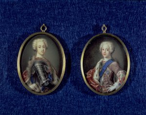ヘンリー・ベネディクト・スチュアート王子（1725-1807）とチャールズ・エドワード・スチュアート王子（1720-88）、1734年頃（象牙に油彩） 作： Antonio David