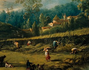 アントニオ・ディジアーニ（1737-1797）の絵画「夏」の細部「収穫」。 作： Antonio Diziani