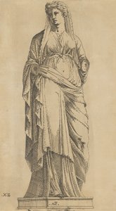 女性のフルフェイス、彼女の頭はわずかに左に傾いている、ca. 1543年。 作： Antonio Fantuzzi