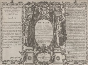 島でのトルコ軍の戦争、包囲、攻撃を描いた口絵、1631年。 作： Antonio Francesco Lucini