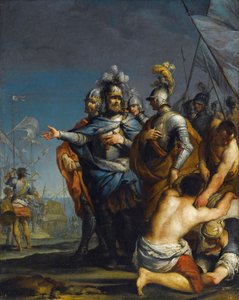 十字軍のために出発する聖ルイ par Antonio Gionima (1697-1732) - 銅に油彩、45x35,8 - 個人蔵