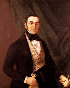 マヌエル・ブレトン・デ・ロス・ハレロス (1796-1873)、スペインの詩人、劇作家の肖像。 アントニオ・ゴメス・イ・クロス（18世紀末～1863年）の絵画 作： Antonio Gomez Cros