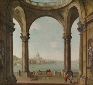 セントポール橋とオールドロンドン橋のあるカプリッチョ、1744-48年頃（帆布に油彩） 作： Antonio Joli