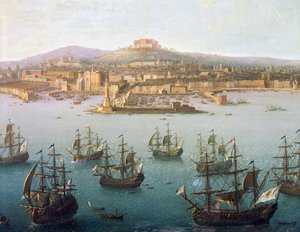 10 月 7 日、ナポリからスペインに向けて出発するシャルル オブ ブルボン 作： Antonio Joli