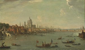 ロンドンの4つのビュー：セントポールズに向かっているテムズ川 作： Antonio Joli