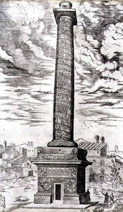 皇帝のダキア遠征を記念したローマのトラヤヌスの円柱、画家の彫刻による 作： Antonio Lafreri