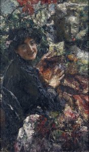 ""Aurelia"" コルナキア (カラス) と呼ばれるローマのモデルの肖像画 アントニオ マンチーニ (1852-1930) 作、キャンバスに油彩、94 x 59.7 cm、1906 年頃 ロンドン ナショナル ギャラリー 作： Antonio Mancini