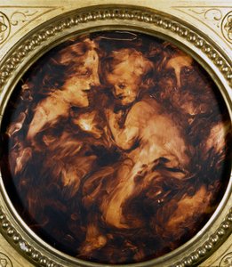 アントニオ・マンチーニ（1852-1930）作「聖なる家族」、油彩・磁器、イタリア 作： Antonio Mancini