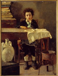 小さな学校の少年または貧しい学校の少年 アントニオ・マンチーニ（1852-1930）の絵画 19世紀 日1,3x0,97 m パリ、オルセー美術館