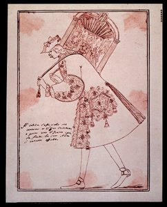 カファレッリ（またはカファレッロ、またはガファリエッロ）と呼ばれるガエターノ・マジョラーナ（1710-1783）の肖像 イタリアのカストラート（去勢者）がサン・ジョバンニ・グリソストモ劇場を運び去る様子 アントン・マリア・ザネッティ（1680-1767）による漫画。18世紀。個人蔵。 作： Antonio Maria Zanetti