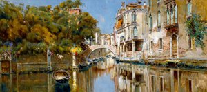 日差しの中でヴェネツィアの運河 作： Antonio Maria de Reyna Manescau