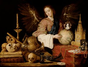 "Allegory of Vanity" ヴァニタスと消えた蝋燭 - Antonio de Pereda y Salgado (1611-1678) の絵画 1634 Dim 139,5x174 cm ウィーン、美術史博物館 作： Antonio Pereda y Salgado