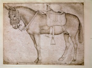 ミュールのハーネス。アントニオ・ピサーノ(1380-1455)のドローイング 作： Antonio Pisanello