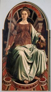 正義のアレゴリー - パネルに油彩、1470年頃 作： Antonio Pollaiuolo