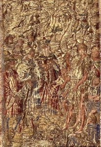 大祭司とレビ人の前の洗礼者聖ヨハネ 聖人の生涯の一場面を描いたタペストリー（織物 作： Antonio Pollaiuolo