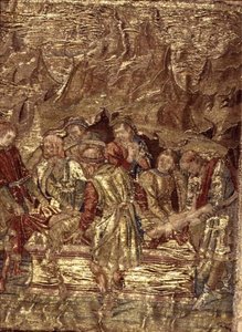 聖人の生涯の一場面を描いたタペストリー「洗礼者ヨハネの埋葬」（織物） 作： Antonio Pollaiuolo
