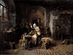 イタリアのルシアー、アントニオ・ストラディヴァリ（ストラディヴァリウス）（1644-1737）の工房にて 作： Antonio Rinaldi