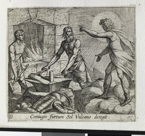 バルカンの鍛冶屋でのアポロ」（銅版画 作： Antonio Tempesta