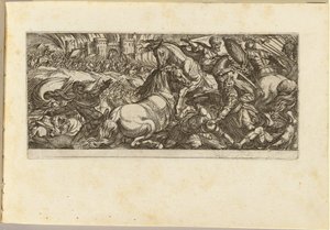 2頭の馬が互いに攻撃し合う戦闘シーン 作： Antonio Tempesta