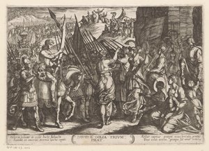 ダビデはゴリアテの頭を持って凱旋します David e Golia triumphat (オブジェクトのタイトル) 旧約聖書の戦闘シーン（シリーズタイトル） 作： Antonio Tempesta
