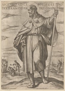 De heilige Jakobus de Meerdere 天に昇った者は、全能の父なる神の右座に座る（対象の称号） Christ, Mary en de apostle (シリーズタイトル) 作： Antonio Tempesta