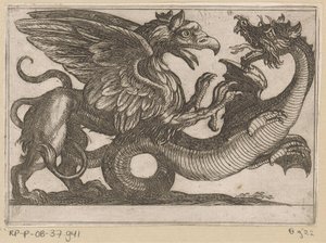 戦闘中のドラゴンとグリフィン 戦う動物（シリーズタイトル）