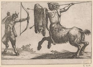 サテュロスを攻撃するケンタウロス 戦う動物（シリーズタイトル） 作： Antonio Tempesta