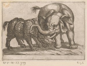 サイがゾウと戦う 戦う動物（シリーズタイトル） 作： Antonio Tempesta