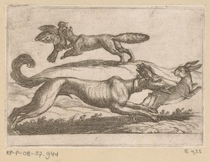 キツネはニワトリを攻撃し、犬はノウサギを攻撃する 戦う動物（シリーズタイトル） 作： Antonio Tempesta