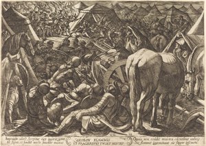 ギデオンは野営地で敵を怖がらせる 作： Antonio Tempesta