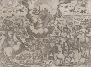 動物を創造する神、約。 1590-1630。 作： Antonio Tempesta