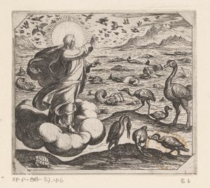 神は鳥と魚を創造する The Creation（シリーズタイトル） 作： Antonio Tempesta