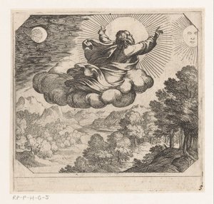 神は太陽と月と星を創造する The Creation（シリーズタイトル） 作： Antonio Tempesta