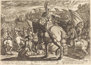 モーセはヘブライ軍をエチオピア人に向かって行進させます 作： Antonio Tempesta