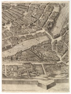 ローマ市の計画。テヴェレ川とヴィラファルネジーナのパート10、1645。 作： Antonio Tempesta
