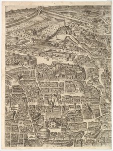 ローマ市の計画。 サンタ・マリア・マッジョーレ、パンテオン、トラヤヌスのパート3、1645年。 作： Antonio Tempesta